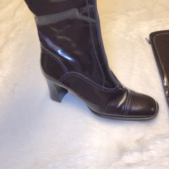 Vintage Enzo Angiolini zip front heeled leather boots - Picture 1 of 5